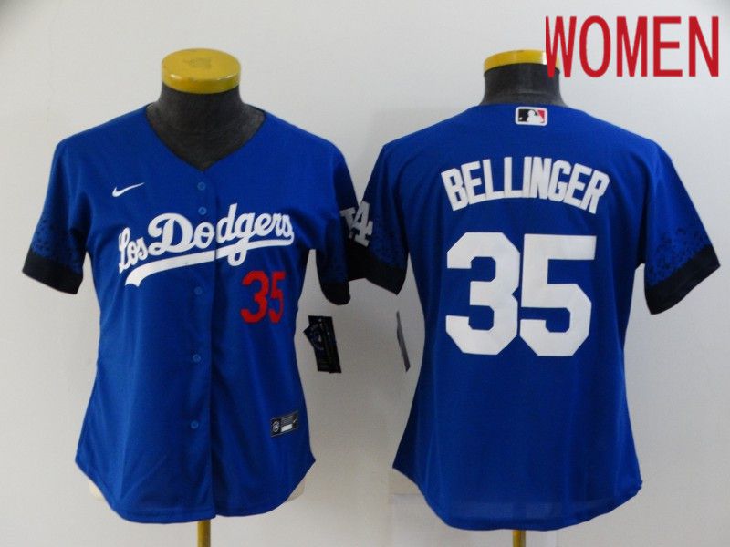 Women Los Angeles Dodgers #35 Bellinger Blue City Edition Nike 2021 MLB Jersey